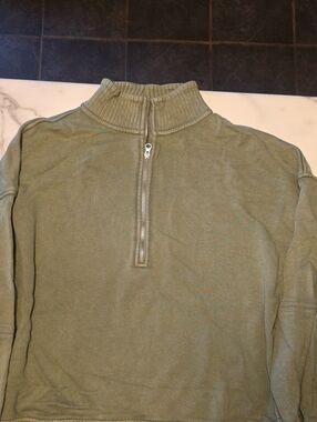 Women's oversized xl Olive Quarter-Zip Funnel Neck Sweater